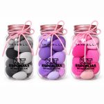 Kit de 14 esponjas de maquillaje en frasco, colores negro, morado y rosado