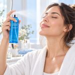 Spray Facial con Ácido Hialurónico Flamenco 160 ml — mujer usando el producto